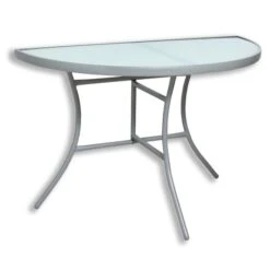 Gardiola Balkontisch - Silber - Milchglas - Halbrund
