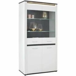Luca Bessoni Vitrine ALASSIO - Weiß Hochglanz - 109 Cm