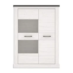 Highboardvitrine - Pinie Weiß-Touchwood - 111 Cm Breit