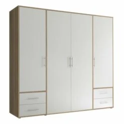 Drehtürenschrank - Sonoma Eiche - Weiß - 206 Cm Breit