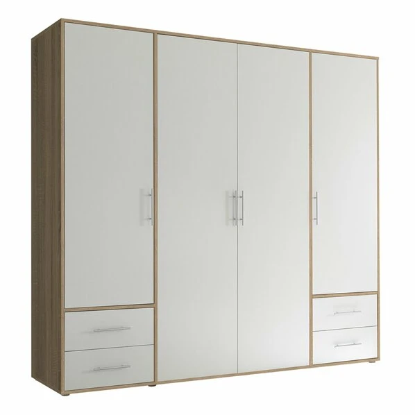 Drehtürenschrank - Sonoma Eiche - Weiß - 206 Cm Breit