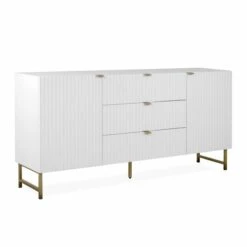 Sideboard EDINBURGH - Weiß Matt - Goldfarben - 179 Cm