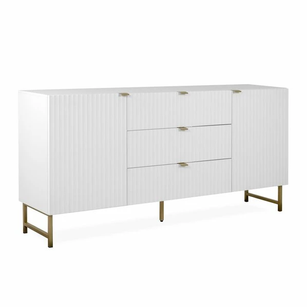 Sideboard EDINBURGH - Weiß Matt - Goldfarben - 179 Cm