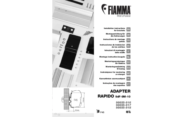 Fiamma Adapter Halterung F45 Für Rapido Serie 9dF-9M-10 450 Cm