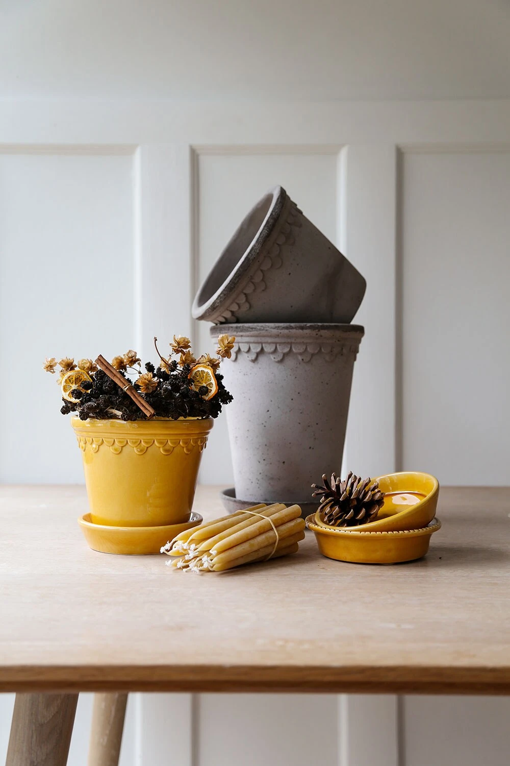 Bergs Potter Copenhagen Topf Mit Unterteller Gelb, Ă14 Cm â Bild 2