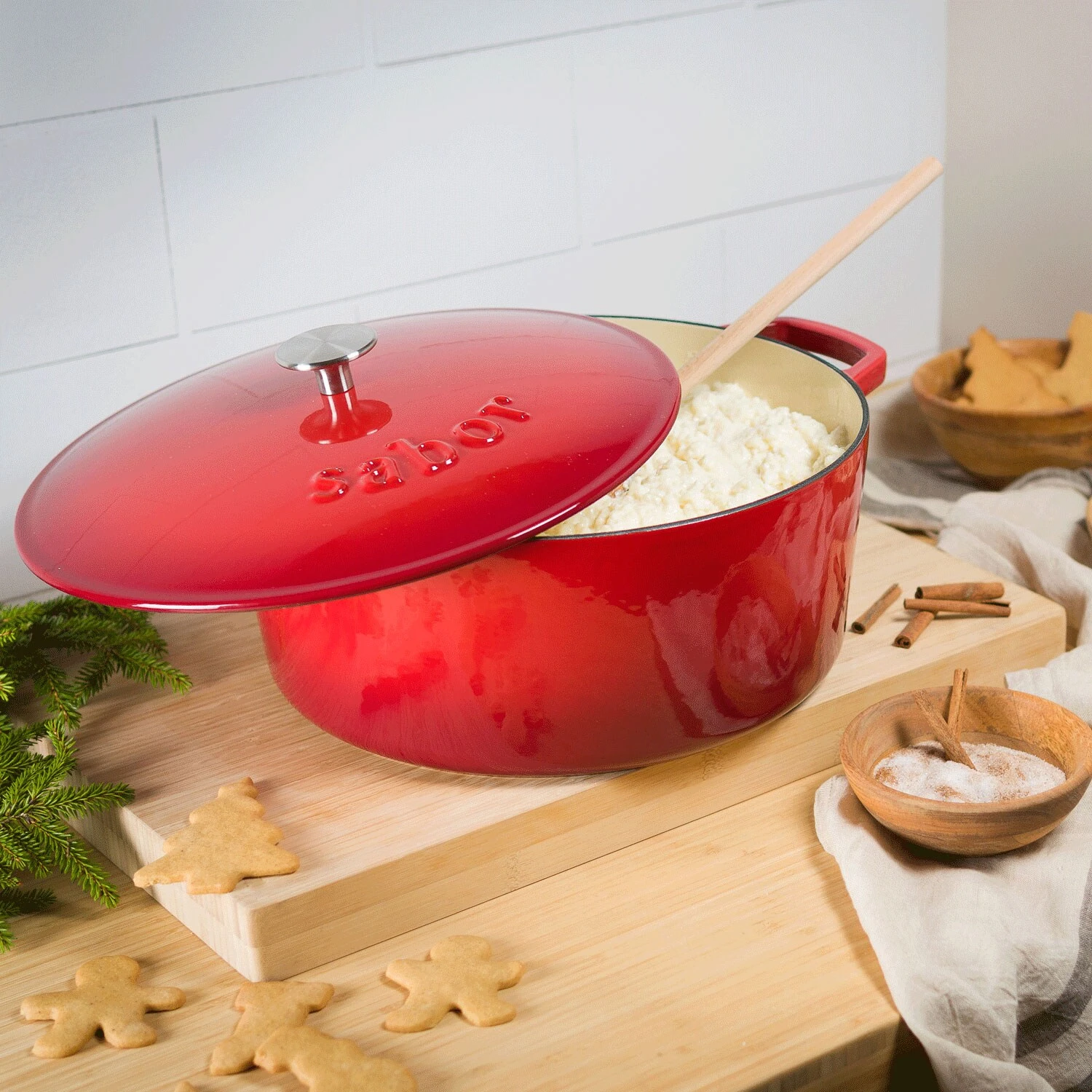 Gusseisentopf 9,5 L, Rot – Bild 2