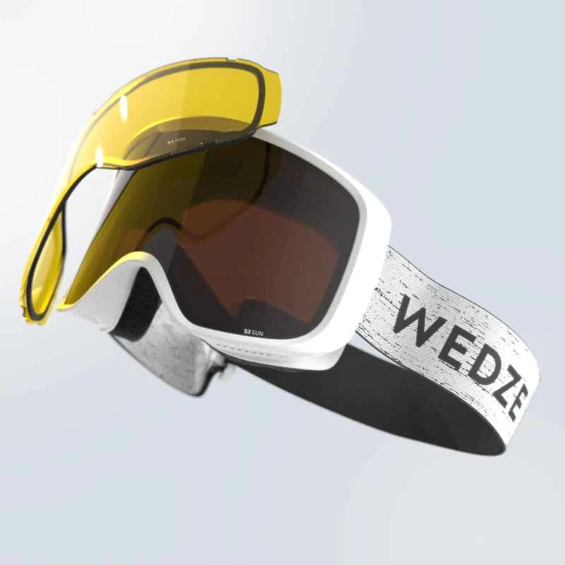 WEDZE Ski-/Snowboardbrille G 100 I Allwetter Erwachsene/Kinder Weiss