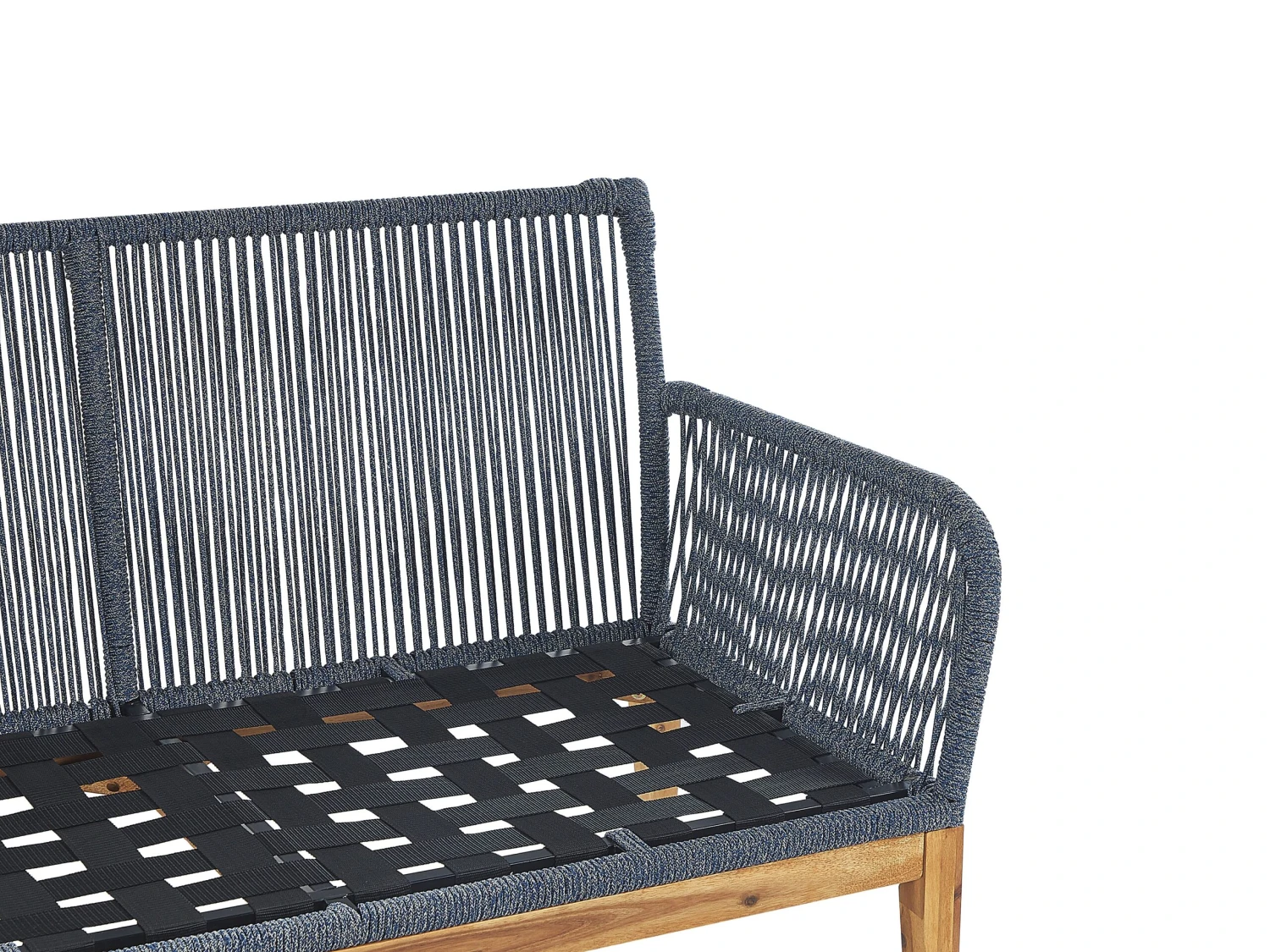 Lounge Set Akazienholz Hellbraun / Dunkelblau 4-Sitzer Auflagen Cremeweiß MERANO II – Bild 7